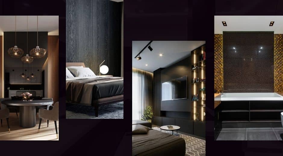 Luxury eco-designed home with large windows, natural materials, and sustainable architectural elements